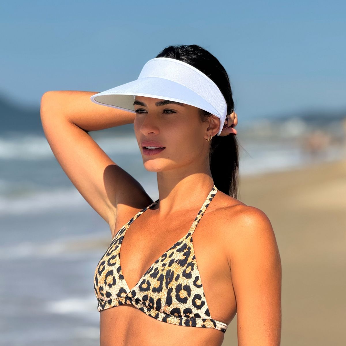 Viseira De Palha Feminina Moda Praia Chapéu Verão UV50+  FTP50+