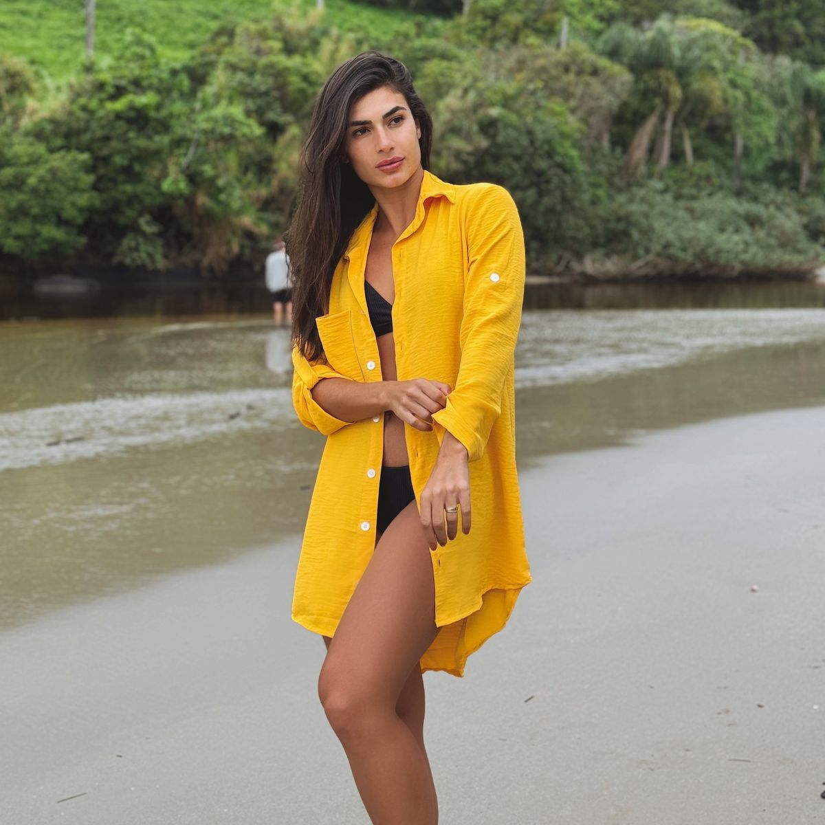 Saída de Praia Camisa/Vestido Manga 3/4 