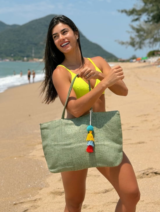 Bolsa Para Praia Amplo Espaço Grande de Palha