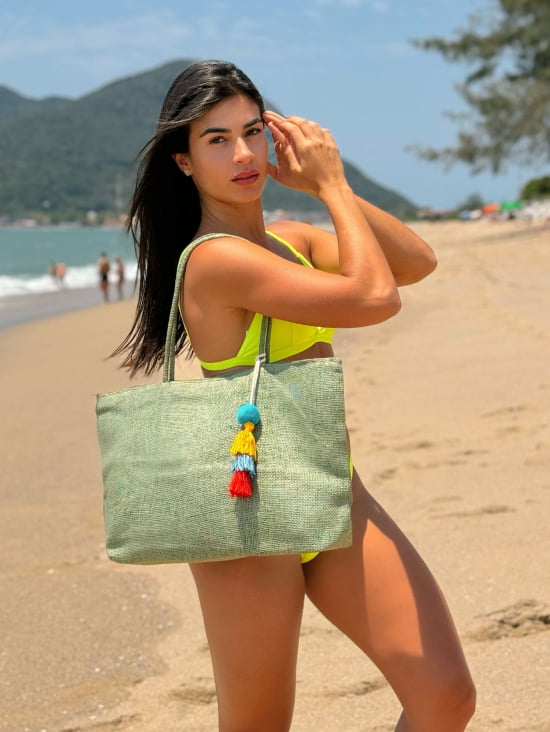 Bolsa Para Praia Amplo Espaço Grande de Palha