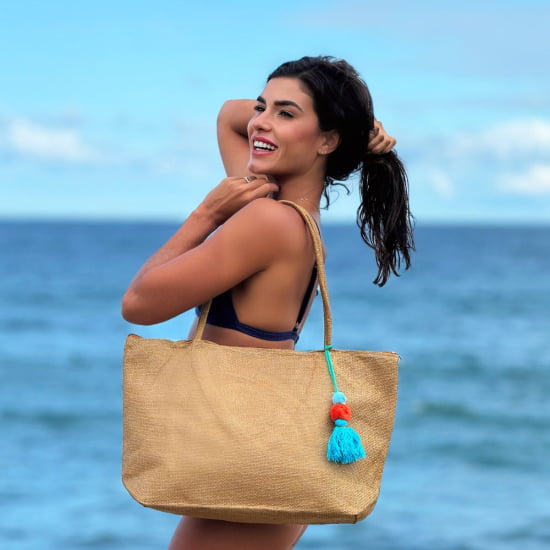 Bolsa Para Praia Amplo Espaço Grande de Palha