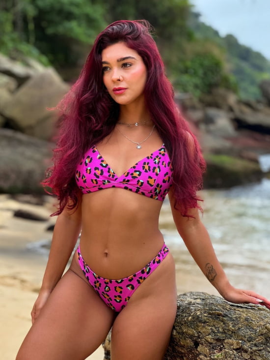Asa Delta Canelado Animal Print Rosa - Daniela