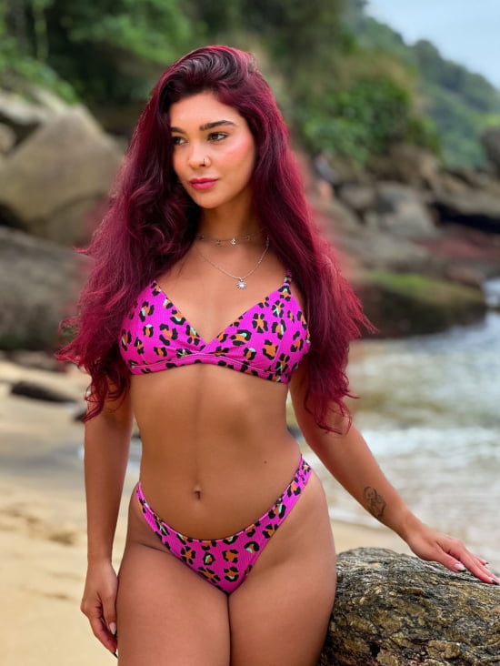 Asa Delta Canelado Animal Print Rosa - Daniela