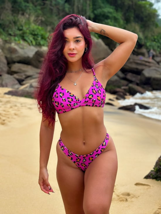 Asa Delta Canelado Animal Print Rosa - Daniela