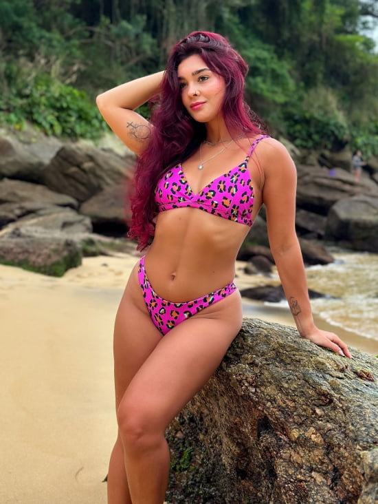 Asa Delta Canelado Animal Print Rosa - Daniela
