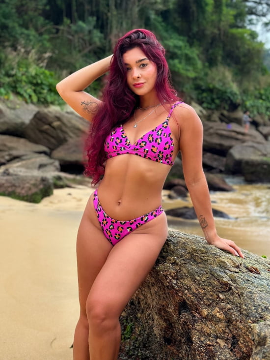 Asa Delta Canelado Animal Print Rosa - Daniela