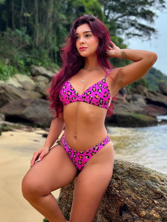 Asa Delta Canelado Animal Print Rosa - Daniela