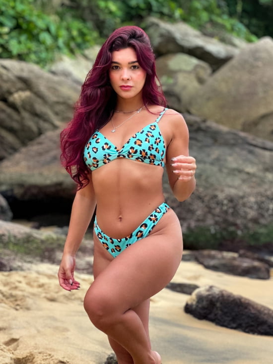 Asa Delta Canelado Animal Print Verde Água - Denise