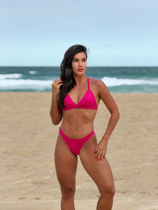 Biquíni Asa Delta c/ Top Amarrar no Pescoço Pink