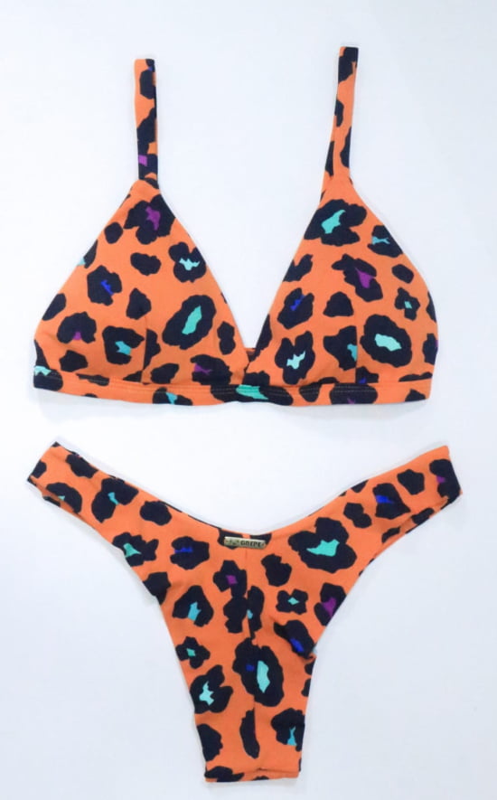 Biquíni Asa Delta Animal Print Laranja - Sabrina