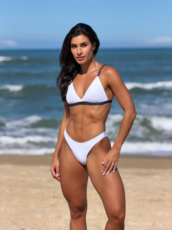 Biquíni Asa Delta Branco c/ Azul Marinho