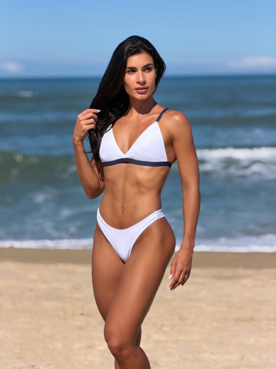 Biquíni Asa Delta Branco c/ Azul Marinho