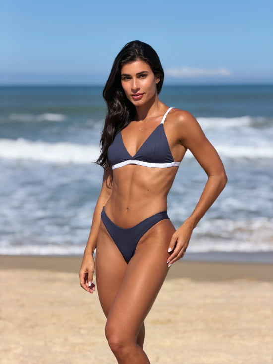 Biquíni Asa Delta Azul Marinho c/ Branco