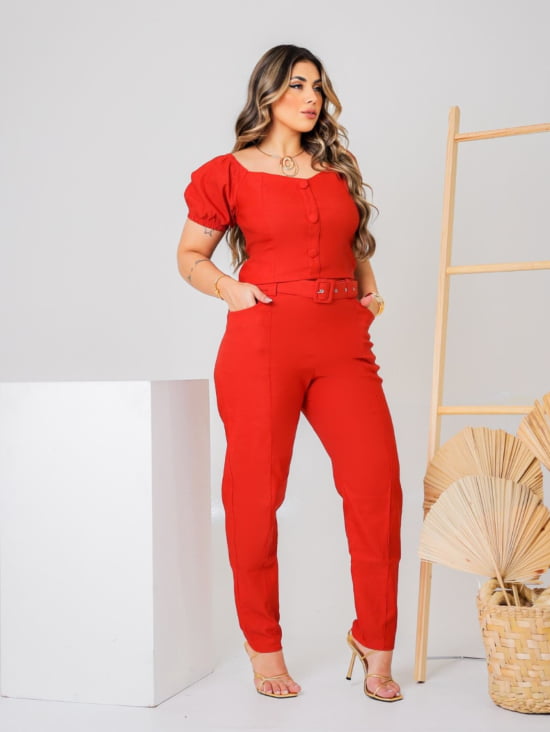 Conjunto Plus Size Feminino Calça e Cropped 