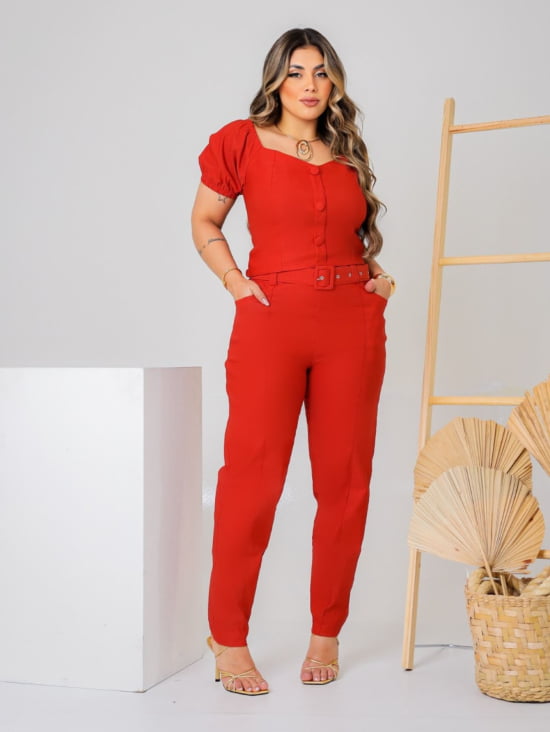 Conjunto Plus Size Feminino Calça e Cropped 