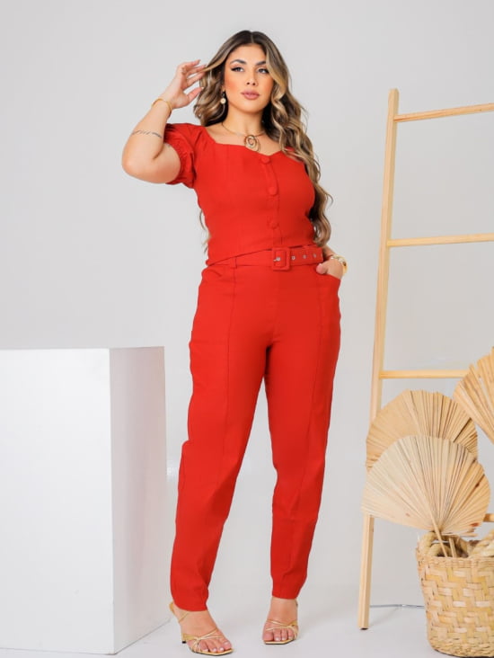 Conjunto Plus Size Feminino Calça e Cropped 