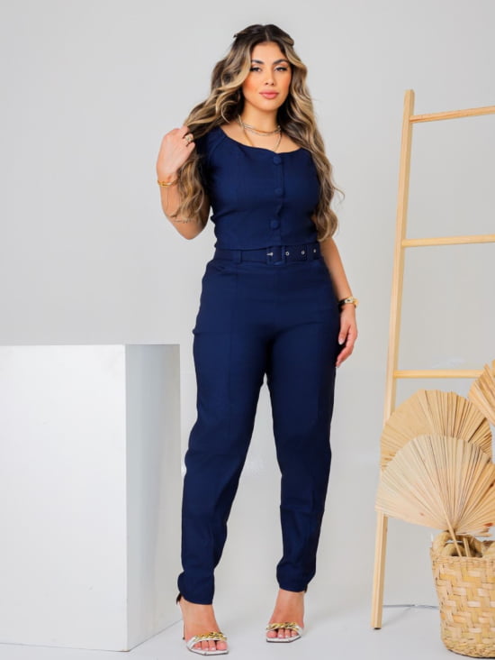 Conjunto Plus Size Feminino Calça e Cropped 