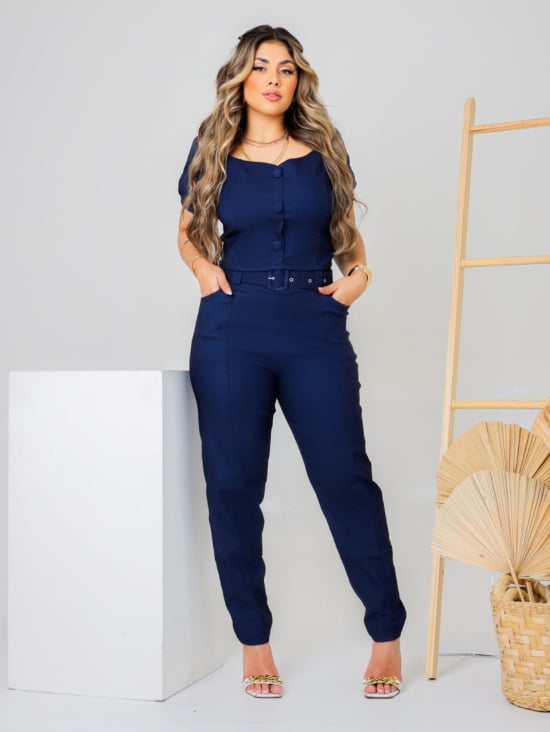 Conjunto Plus Size Feminino Calça e Cropped 