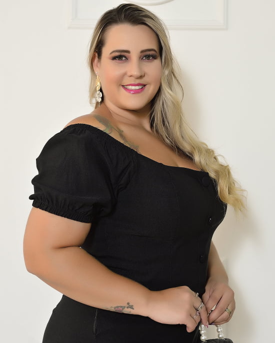 Conjunto Cropped e Short Saia Alfaiataria Em Bengaline Plus Size 