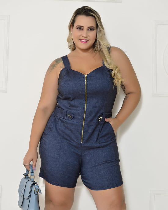 Macaquinho Alfaiataria Em Bengaline Plus Size