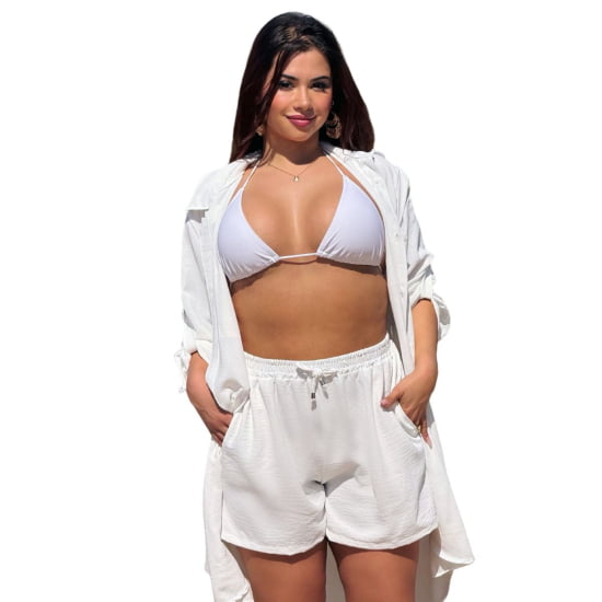 Saída de Praia Camisão e Short Verão Plus Size 