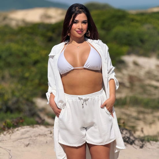 Saída de Praia Camisão e Short Verão Plus Size 