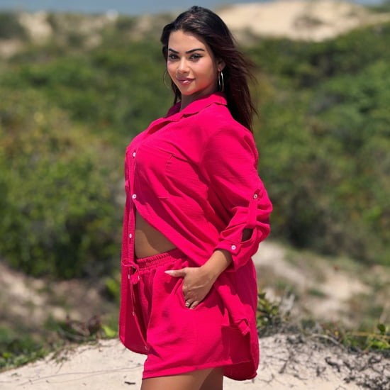 Saída de Praia Camisão e Short Verão Plus Size 