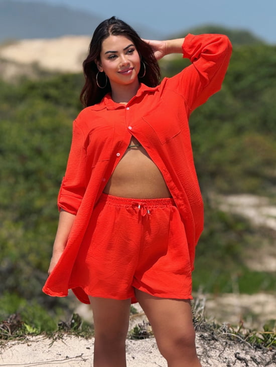 Saída de Praia Camisão e Short Verão Plus Size 