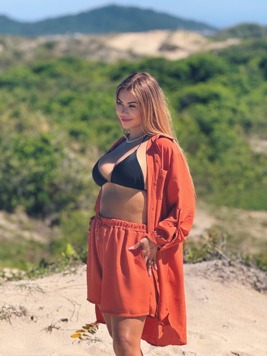 Saída de Praia Camisão e Short Verão Plus Size