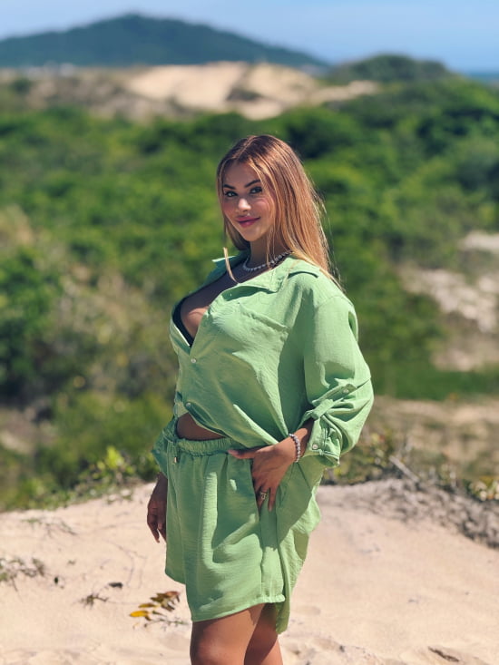 Saída de Praia Camisão e Short Verão Plus Size