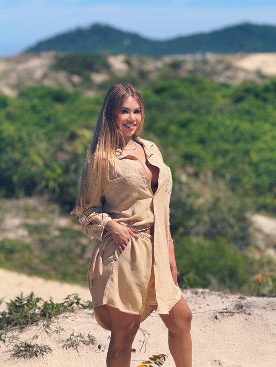 Saída de Praia Camisão e Short Verão Plus Size