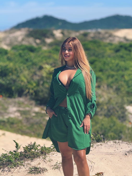 Saída de Praia Camisão e Short Verão Plus Size