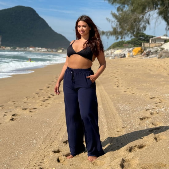 Saída Praia Calça Pantalona Plus Size