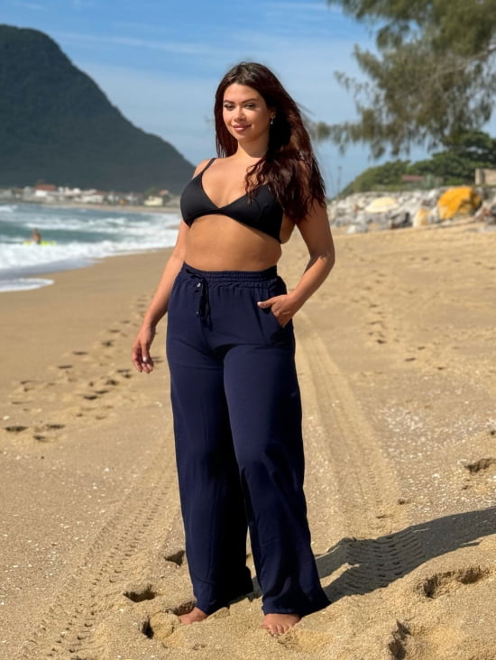 Saída Praia Calça Pantalona Plus Size