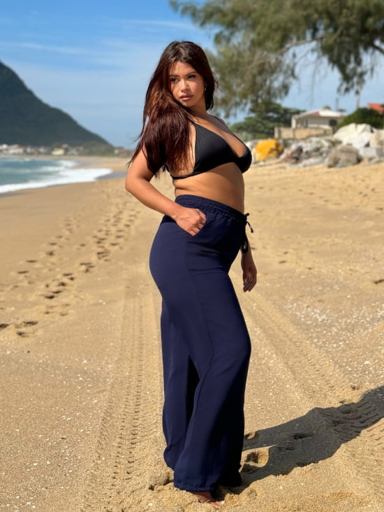 Saída Praia Calça Pantalona Plus Size