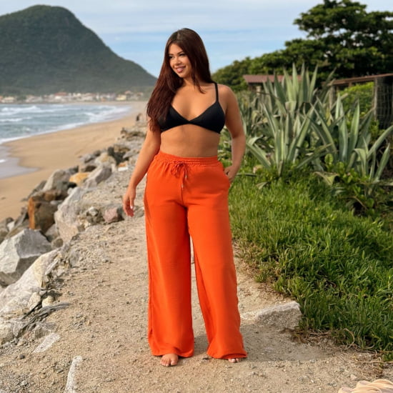 Saída Praia Calça Pantalona Plus Size