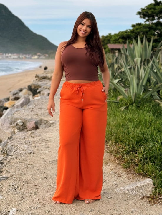 Saída Praia Calça Pantalona Plus Size