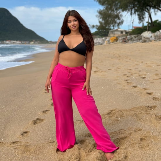 Saída Praia Calça Pantalona Plus Size