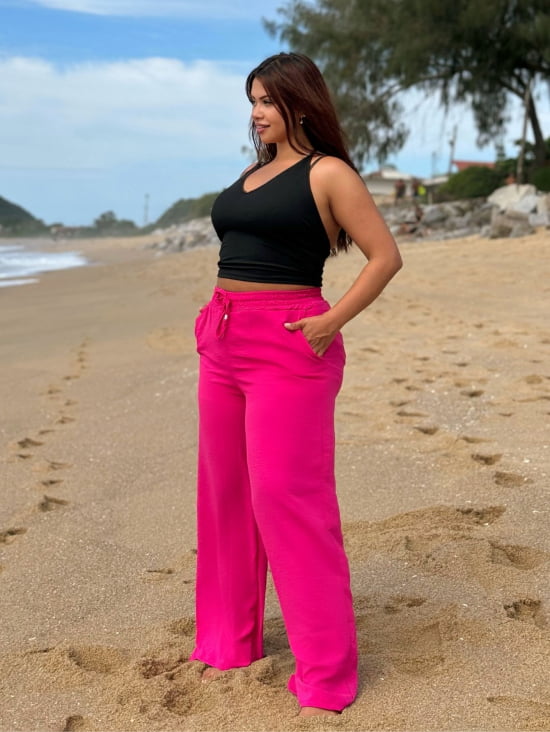 Saída Praia Calça Pantalona Plus Size