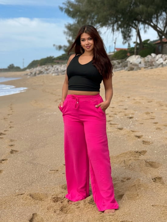 Saída Praia Calça Pantalona Plus Size