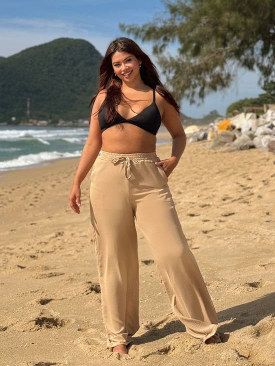 Saída Praia Calça Pantalona Plus Size