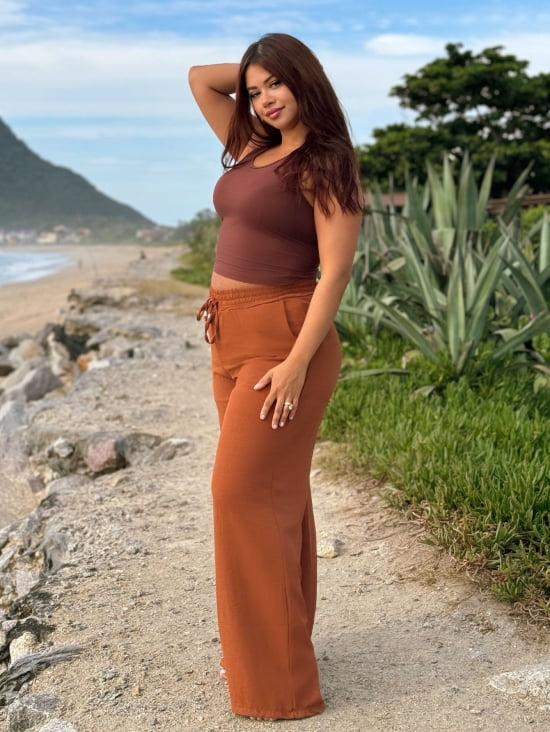 Saída Praia Calça Pantalona Plus Size