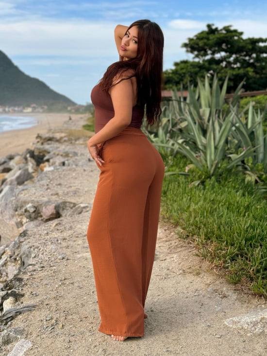 Saída Praia Calça Pantalona Plus Size