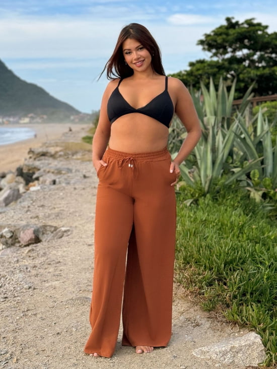 Saída Praia Calça Pantalona Plus Size