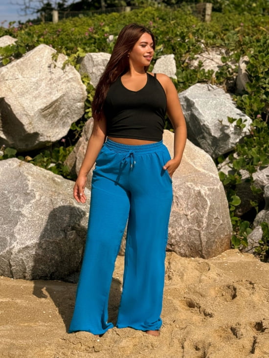 Saída Praia Calça Pantalona Plus Size