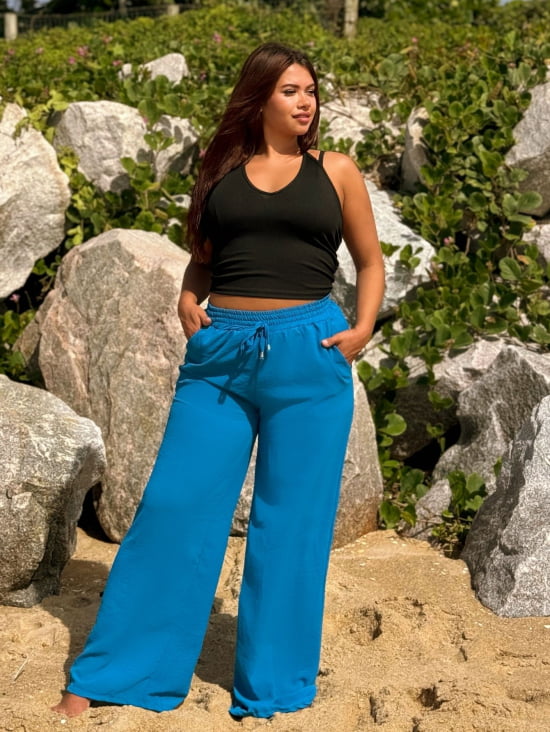 Saída Praia Calça Pantalona Plus Size