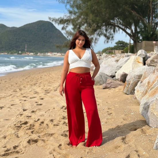 Saída Praia Calça Pantalona Plus Size