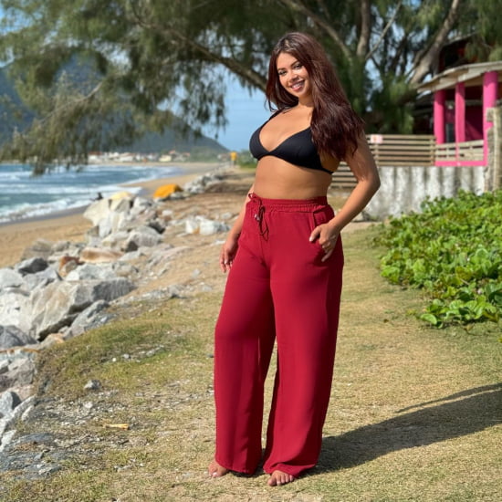 Saída Praia Calça Pantalona Plus Size