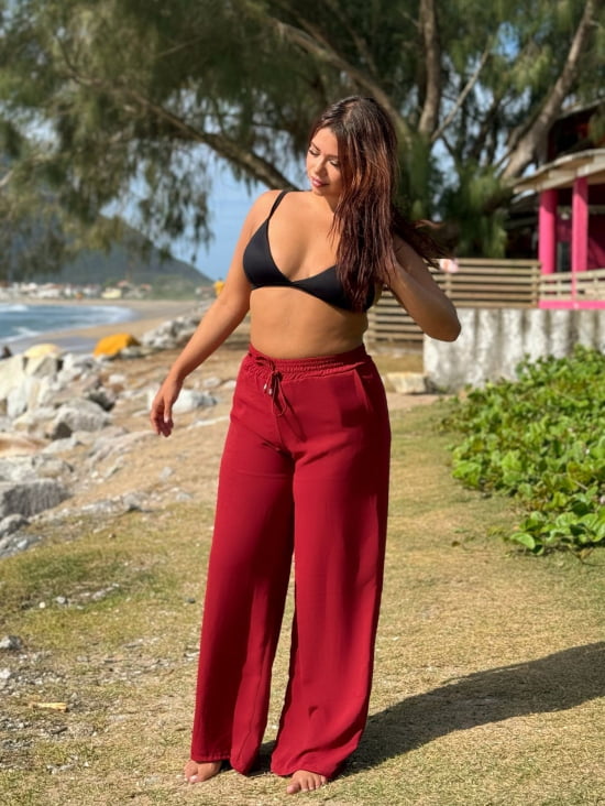 Saída Praia Calça Pantalona Plus Size