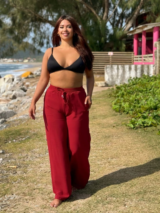 Saída Praia Calça Pantalona Plus Size